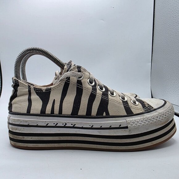 Converse Chuck Taylor All Star Platform Low Womens Size 6.5 Sunblocked Zebra - Picture 12 of 13